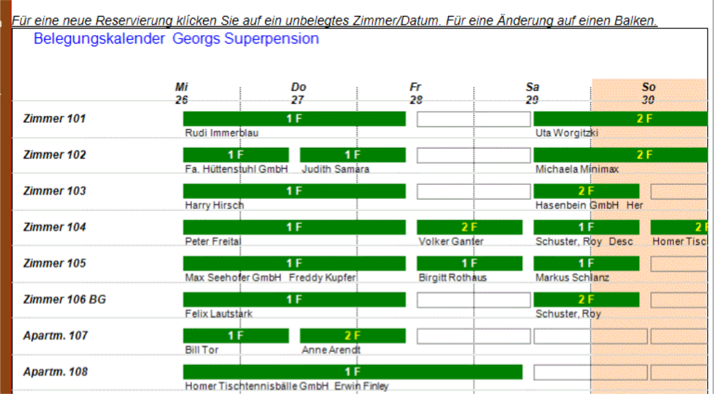 Belegungsplan mit Namensangaben